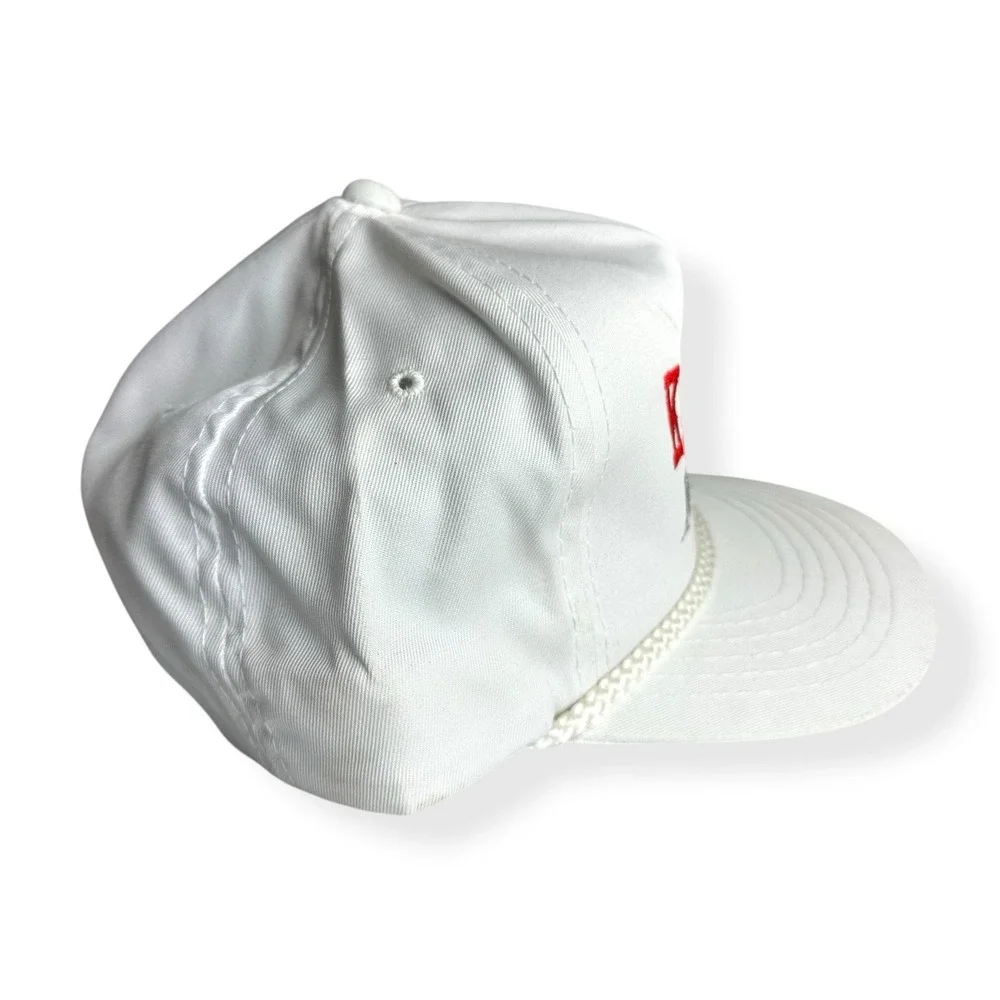 Vintage 90's Kingston Redskins‎ White Red  Trucker SnapBack Hat Rope Embroidered